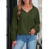 imageEVALESS Womens Tops Dressy Casual V Neck Long Sleeve Hollow Out Embroidered Blouses Shirts Spring Summer Outfits 2025Blackish Green