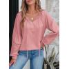 imageEVALESS Womens Tops Dressy Casual V Neck Long Sleeve Hollow Out Embroidered Blouses Shirts Spring Summer Outfits 2025Pink