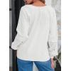 imageEVALESS Womens Tops Dressy Casual V Neck Long Sleeve Hollow Out Embroidered Blouses Shirts Spring Summer Outfits 2025White