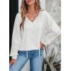 imageEVALESS Womens Tops Dressy Casual V Neck Long Sleeve Hollow Out Embroidered Blouses Shirts Spring Summer Outfits 2025White