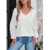 imageEVALESS Womens Tops Dressy Casual V Neck Long Sleeve Hollow Out Embroidered Blouses Shirts Spring Summer Outfits 2025White