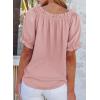imageEVALESS Womens Tops Off The Shoulder Blouses for Women Dressy Casual Cute Puff Sleeve T Shirts Fashion 2025Apricot Pink