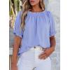 imageEVALESS Womens Tops Off The Shoulder Blouses for Women Dressy Casual Cute Puff Sleeve T Shirts Fashion 2025Beau Blue