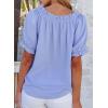 imageEVALESS Womens Tops Off The Shoulder Blouses for Women Dressy Casual Cute Puff Sleeve T Shirts Fashion 2025Beau Blue