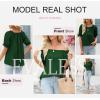 imageEVALESS Womens Tops Off The Shoulder Blouses for Women Dressy Casual Cute Puff Sleeve T Shirts Fashion 2025Blackish Green