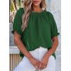 imageEVALESS Womens Tops Off The Shoulder Blouses for Women Dressy Casual Cute Puff Sleeve T Shirts Fashion 2025Blackish Green