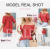 imageEVALESS Womens Tops Off The Shoulder Blouses for Women Dressy Casual Cute Puff Sleeve T Shirts Fashion 2025Fiery Red