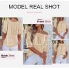 imageEVALESS Womens Tops Off The Shoulder Blouses for Women Dressy Casual Cute Puff Sleeve T Shirts Fashion 2025Khaki
