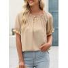 imageEVALESS Womens Tops Off The Shoulder Blouses for Women Dressy Casual Cute Puff Sleeve T Shirts Fashion 2025Khaki