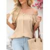 imageEVALESS Womens Tops Off The Shoulder Blouses for Women Dressy Casual Cute Puff Sleeve T Shirts Fashion 2025Khaki