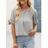 imageEVALESS Womens Tops Off The Shoulder Blouses for Women Dressy Casual Cute Puff Sleeve T Shirts Fashion 2025Light Grey