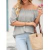 imageEVALESS Womens Tops Off The Shoulder Blouses for Women Dressy Casual Cute Puff Sleeve T Shirts Fashion 2025Light Grey