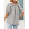 imageEVALESS Womens Tops Off The Shoulder Blouses for Women Dressy Casual Cute Puff Sleeve T Shirts Fashion 2025Light Grey