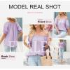 imageEVALESS Womens Tops Off The Shoulder Blouses for Women Dressy Casual Cute Puff Sleeve T Shirts Fashion 2025Lilac