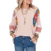 imageEVALESS 34 Length Sleeve Womens Tops Trendy 2025 Spring Summer Crew Neck Oversized Striped Patchwork Shirts BlousePink