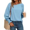 imageEVALESS Blouses for Women Dressy Casual Pleated Long Sleeve Tops Asymmetrical V Neck Business Work ShirtsMyosotis
