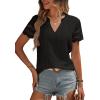 imageEVALESS Summer Tops for Women 2025 Short Sleeve V Neck Dressy Boho Lace Blouses ShirtsBlack