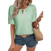 imageEVALESS Womens Tops Dressy Casual Cute Hollow Embroidered Blouses Short Sleeve Shirts Summer Outfits Trendy 2025Celadon Green