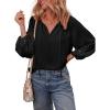imageEVALESS Womens Tops Dressy Casual V Neck Long Sleeve Hollow Out Embroidered Blouses Shirts Spring Summer Outfits 2025Black