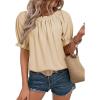 imageEVALESS Womens Tops Off The Shoulder Blouses for Women Dressy Casual Cute Puff Sleeve T Shirts Fashion 2025Khaki