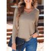 imageEVALESS Spring Summer Tops for Women Trendy V Neck Long Sleeve Shirts 2025 Basic T Shirts Loose Tee Clothes Casual Outfits00 Khaki