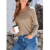 imageEVALESS Spring Summer Tops for Women Trendy V Neck Long Sleeve Shirts 2025 Basic T Shirts Loose Tee Clothes Casual Outfits00 Khaki