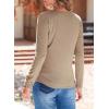 imageEVALESS Spring Summer Tops for Women Trendy V Neck Long Sleeve Shirts 2025 Basic T Shirts Loose Tee Clothes Casual Outfits00 Khaki
