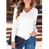 imageEVALESS Spring Summer Tops for Women Trendy V Neck Long Sleeve Shirts 2025 Basic T Shirts Loose Tee Clothes Casual Outfits02 White