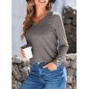 imageEVALESS Spring Summer Tops for Women Trendy V Neck Long Sleeve Shirts 2025 Basic T Shirts Loose Tee Clothes Casual Outfits1 Gray
