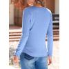 imageEVALESS Spring Summer Tops for Women Trendy V Neck Long Sleeve Shirts 2025 Basic T Shirts Loose Tee Clothes Casual Outfits1 Sky Blue