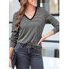 imageEVALESS Spring Summer Tops for Women Trendy V Neck Long Sleeve Shirts 2025 Basic T Shirts Loose Tee Clothes Casual Outfits2 Black Stripe