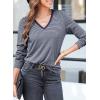 imageEVALESS Spring Summer Tops for Women Trendy V Neck Long Sleeve Shirts 2025 Basic T Shirts Loose Tee Clothes Casual Outfits2 Blue Stripe