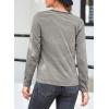 imageEVALESS Spring Summer Tops for Women Trendy V Neck Long Sleeve Shirts 2025 Basic T Shirts Loose Tee Clothes Casual Outfits2 Gray Stripe