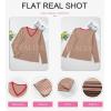 imageEVALESS Spring Summer Tops for Women Trendy V Neck Long Sleeve Shirts 2025 Basic T Shirts Loose Tee Clothes Casual Outfits2 Khaki Stripe