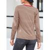 imageEVALESS Spring Summer Tops for Women Trendy V Neck Long Sleeve Shirts 2025 Basic T Shirts Loose Tee Clothes Casual Outfits2 Khaki Stripe