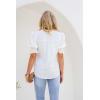 imageEVALESS V Neck Blouses for Women Dressy Casual Summer Puff Ruffle Short Sleeve Shirt Tops1a White