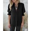 imageEVALESS V Neck Blouses for Women Dressy Casual Summer Puff Ruffle Short Sleeve Shirt Tops1b Black
