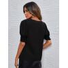imageEVALESS V Neck Blouses for Women Dressy Casual Summer Puff Ruffle Short Sleeve Shirt Tops1b Black