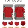 imageEVALESS V Neck Blouses for Women Dressy Casual Summer Puff Ruffle Short Sleeve Shirt Tops2b Red