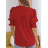 imageEVALESS V Neck Blouses for Women Dressy Casual Summer Puff Ruffle Short Sleeve Shirt Tops2b Red