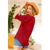 imageEVALESS V Neck Blouses for Women Dressy Casual Summer Puff Ruffle Short Sleeve Shirt Tops2b Red