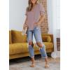 imageEVALESS V Neck Blouses for Women Dressy Casual Summer Puff Ruffle Short Sleeve Shirt Tops3b Pink