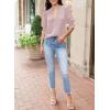 imageEVALESS V Neck Blouses for Women Dressy Casual Summer Puff Ruffle Short Sleeve Shirt Tops3b Pink