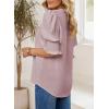 imageEVALESS V Neck Blouses for Women Dressy Casual Summer Puff Ruffle Short Sleeve Shirt Tops3b Pink