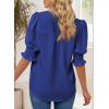 imageEVALESS V Neck Blouses for Women Dressy Casual Summer Puff Ruffle Short Sleeve Shirt TopsB Blue