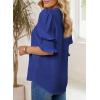 imageEVALESS V Neck Blouses for Women Dressy Casual Summer Puff Ruffle Short Sleeve Shirt TopsB Blue