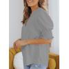 imageEVALESS V Neck Blouses for Women Dressy Casual Summer Puff Ruffle Short Sleeve Shirt TopsB Gray