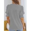 imageEVALESS V Neck Blouses for Women Dressy Casual Summer Puff Ruffle Short Sleeve Shirt TopsB Gray