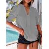 imageEVALESS V Neck Blouses for Women Dressy Casual Summer Puff Ruffle Short Sleeve Shirt TopsB Gray