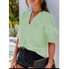 imageEVALESS V Neck Blouses for Women Dressy Casual Summer Puff Ruffle Short Sleeve Shirt TopsB Green